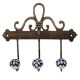 Navy Blue Floral Ceramic Iron Hooks